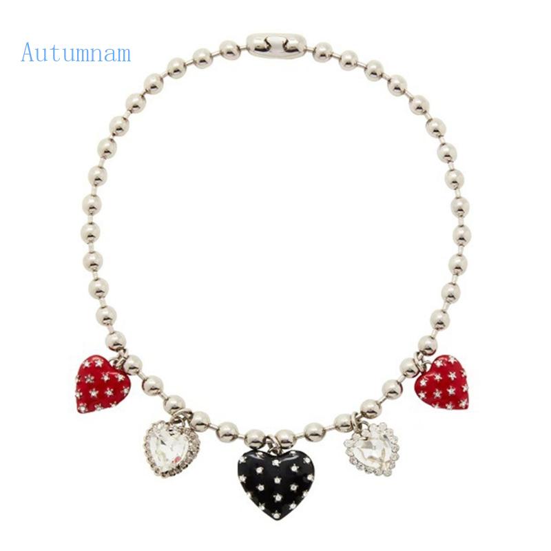 Dây Chuyền Tráng Men Hình Trái Tim Đính Đá Thời Trang