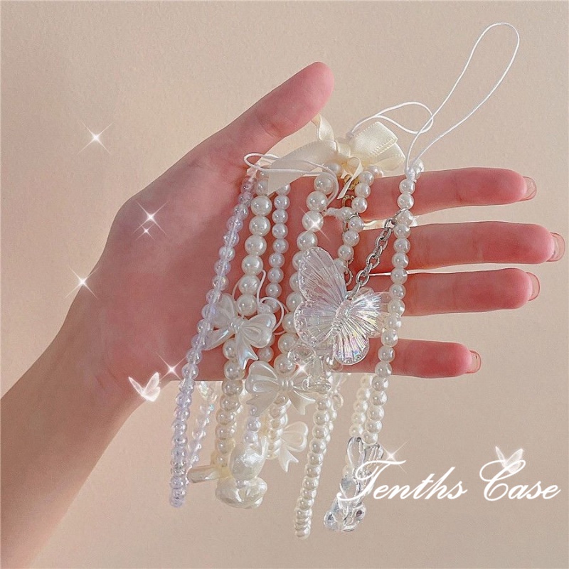 Móc Khóa Ngắn Gắn Điện Thoại Họa Tiết Nơ Hoa Phong Cách Dễ Thương