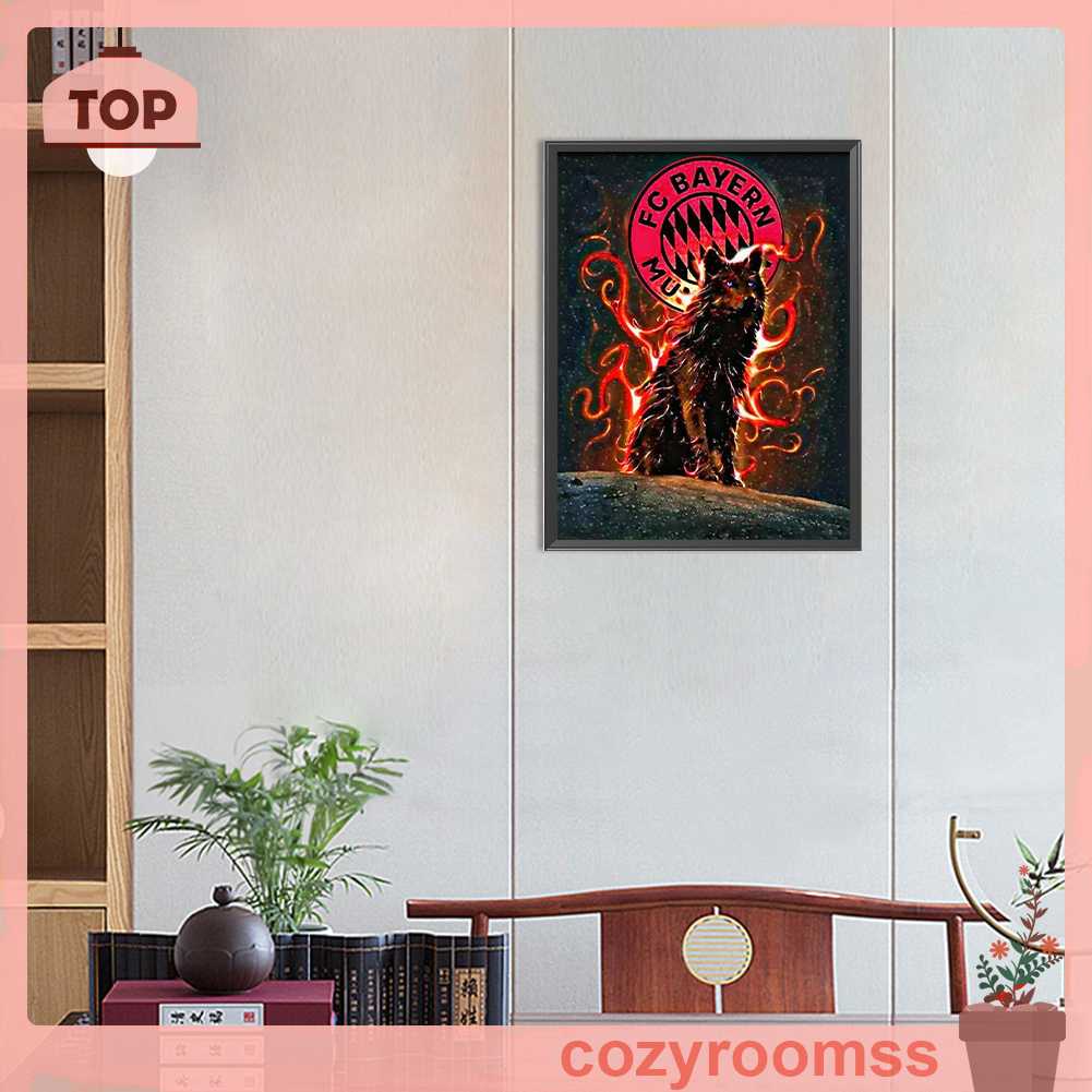 Tranh Đính Đá Kim Cương Toàn Bộ 5D DIY Hình Vẽ Sói Trang Trí Nhà Cửa