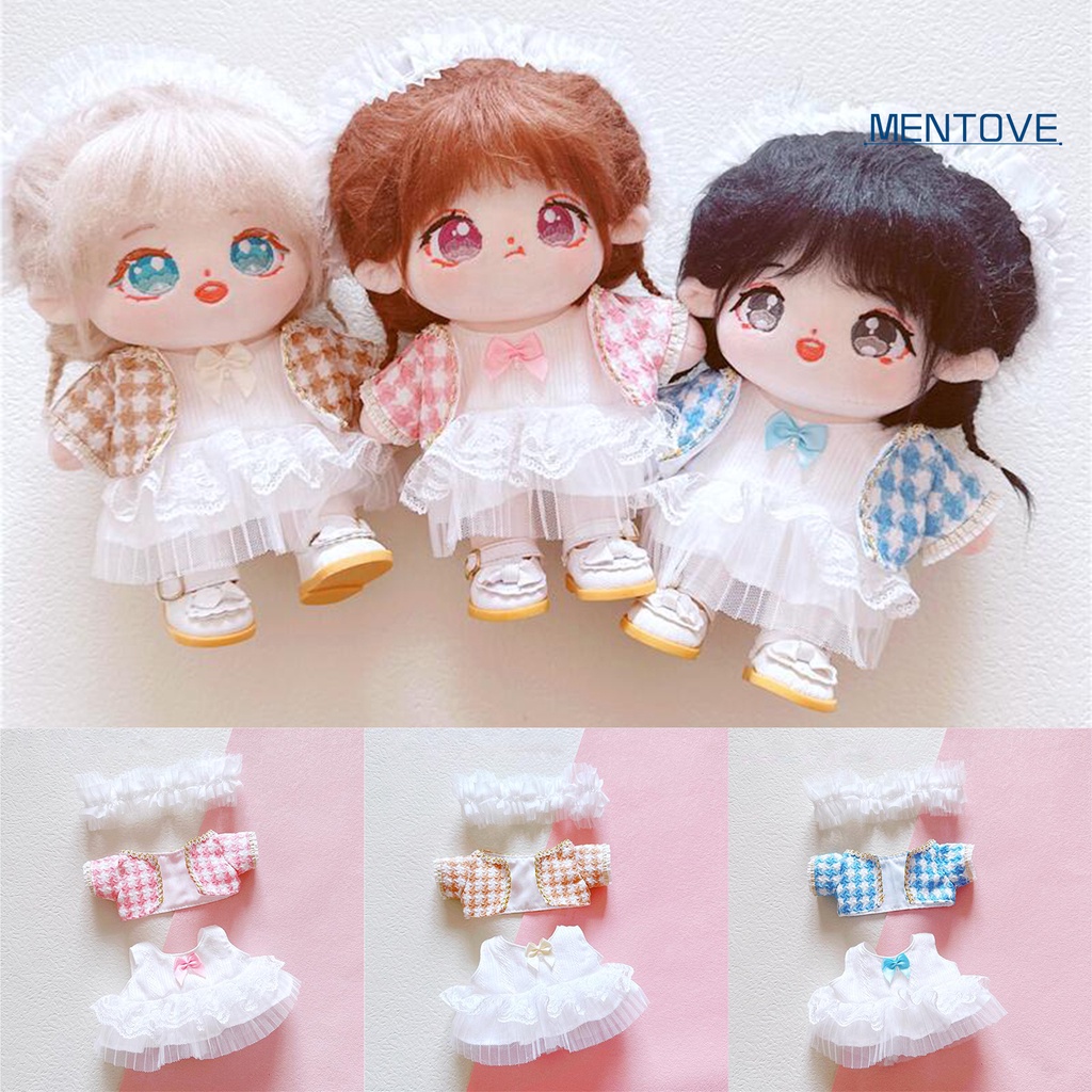 1 Set Đầm + Áo Khoác + Băng Đô Phối Ren 20cm Dễ Thương Cho Búp Bê