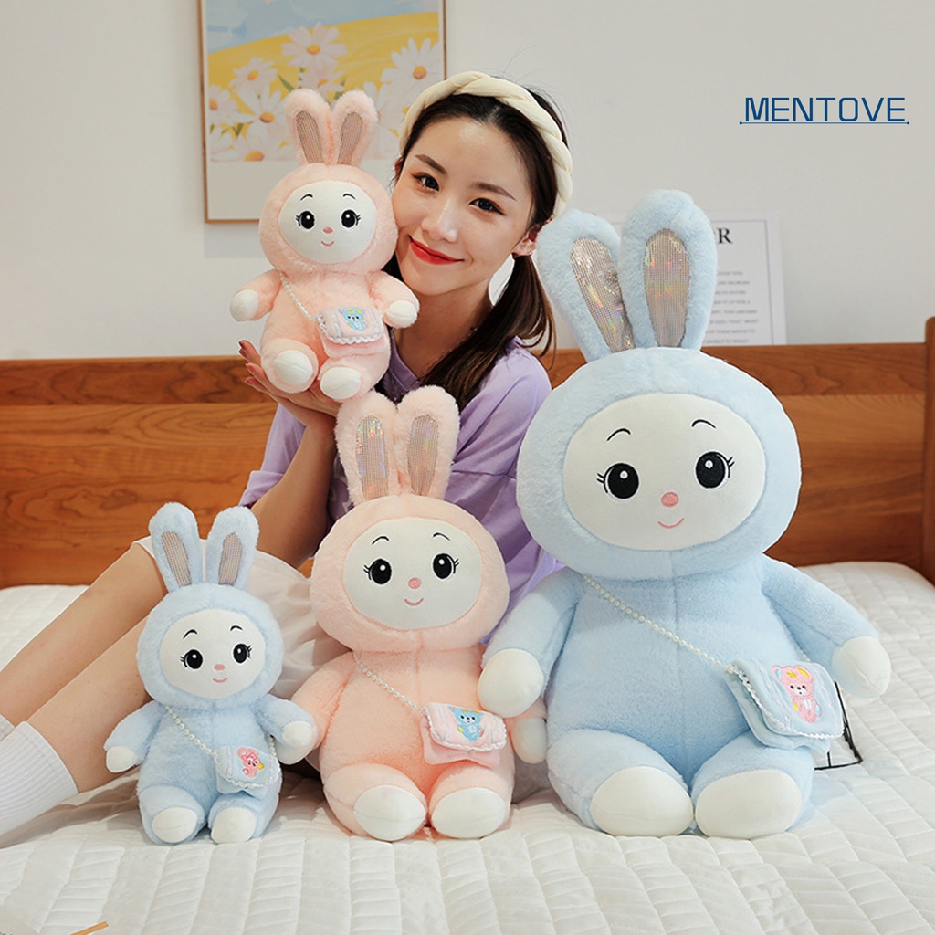 [MT] Thỏ Nhồi Bông Mềm Mại Trang Trí Ghế Sofa Màu Xanh Lam / Hồng Đáng Yêu Làm Quà Giáng Sinh