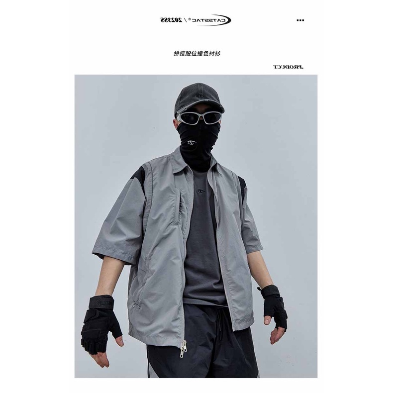 Áo Sơ Mi Có Khóa Kéo Màu Sắc Tương Phản Thời Trang 2023ss