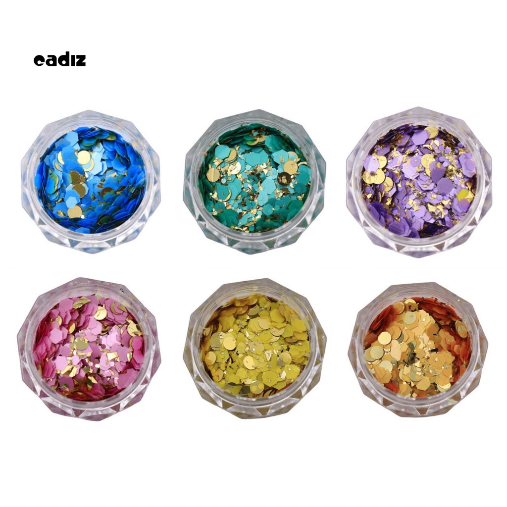 Set 6 Hộp Bột Kim Tuyến Mạ Vàng Lấp Lánh Trang Trí Móng Tay Cho Nữ