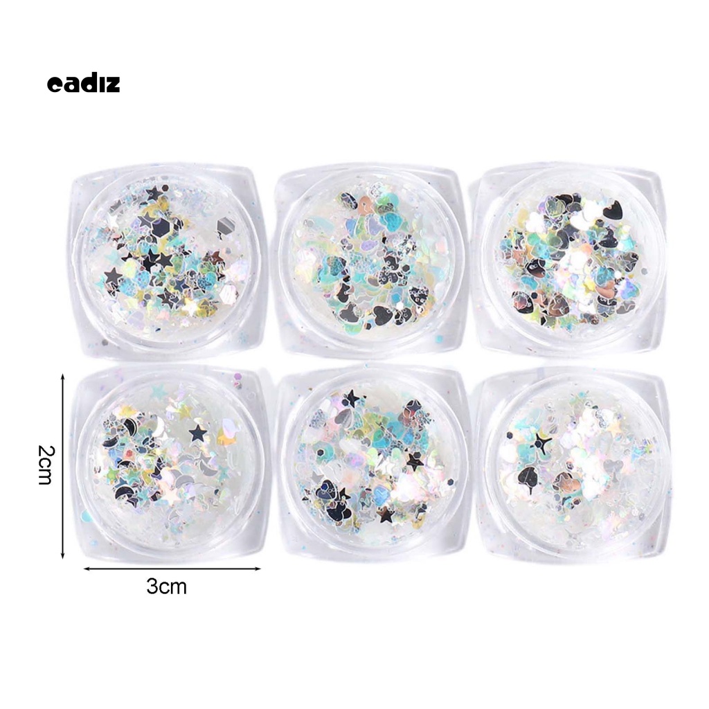 Set 6 Hộp Kim Tuyến ABS Màu Sắc Tươi Sáng Kháng Nhiệt Dùng Để Trang Trí Móng Nghệ Thuật