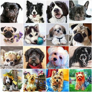 Bộ tranh đính đá 5d tự làm hình cún con mới