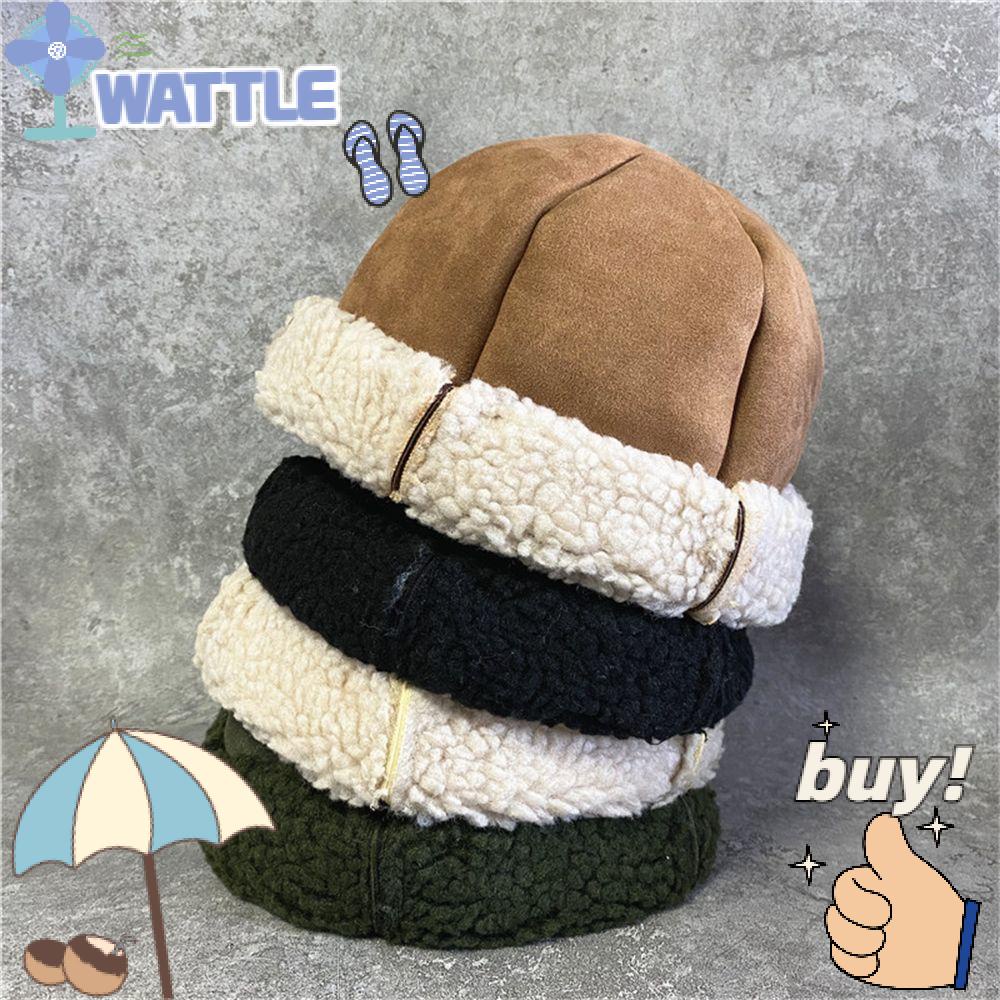 Mũ Len Lông Cừu Không Vành Giữ Ấm Mùa Đông Phong Cách Retro