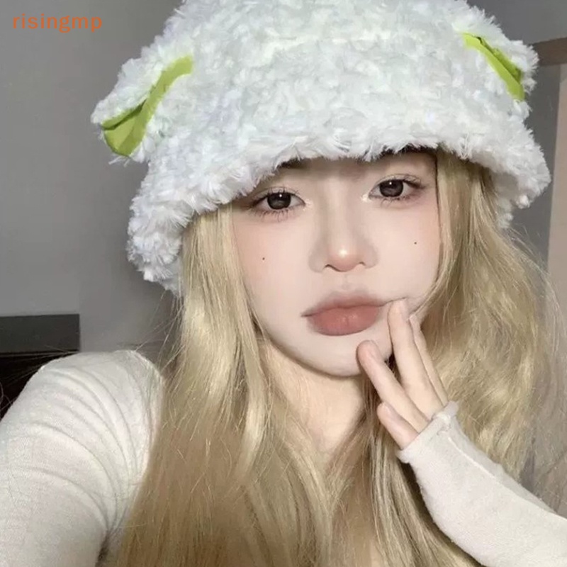 Mũ Bucket Phủ Lông Cừu Nhân Tạo Mềm Mại Phong Cách Vintage Thời Trang Mùa Đông Cho Nữ