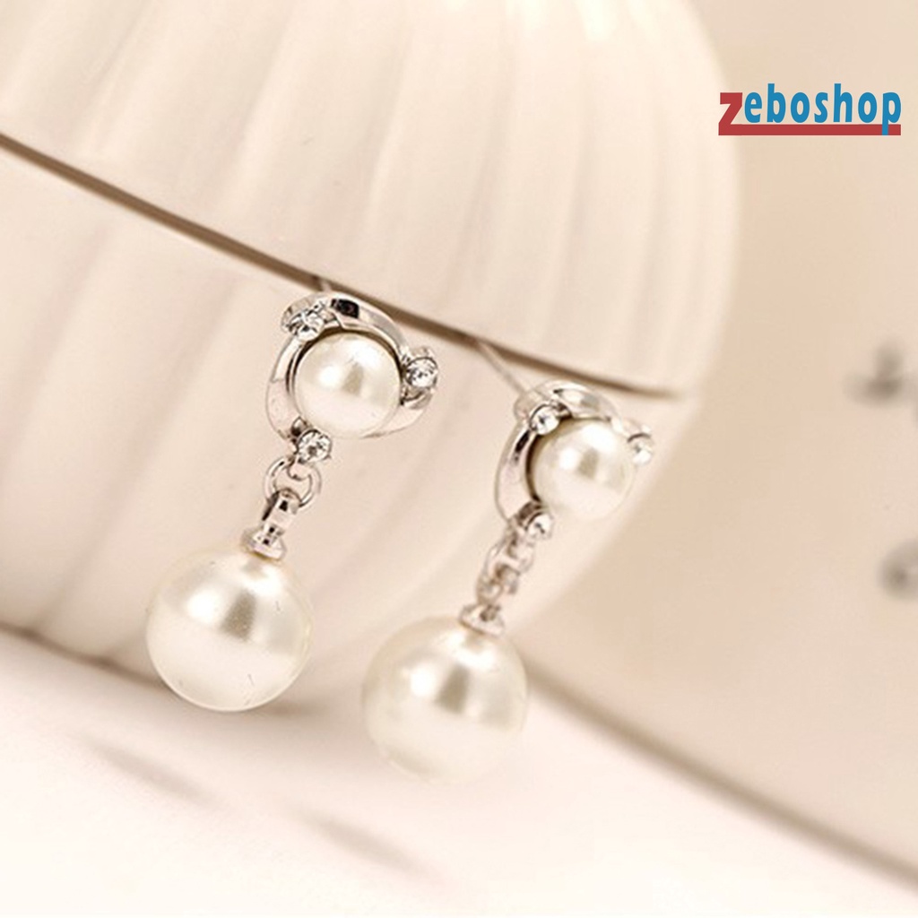 Khuyên Tai Dạng Vòng Lủng Lẳng Bắt Mắt Tinh Tế 2 Màu Ngọc Trai Giả Tua Rua Cho Tiệc Tùng