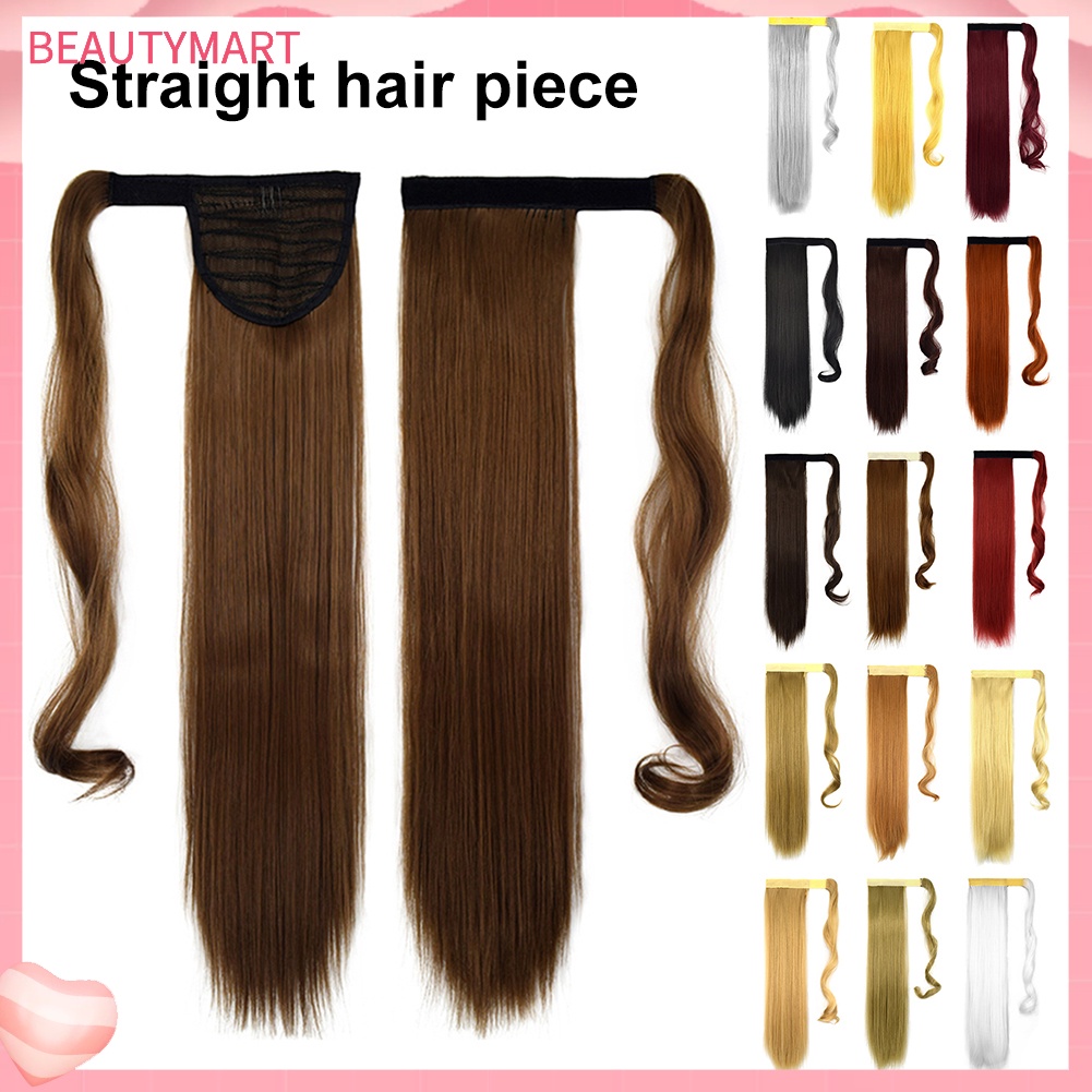 Tóc Đuôi Ngựa Thẳng 24 inch Có Kẹp Bằng Sợi Tổng Hợp