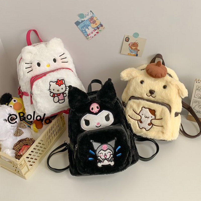 Bololo Ba Lô Lông Nhung Hình Chú Chó Hoạt Hình Phong Cách Nhật Bản Dễ Thương Cho Bé Gái
