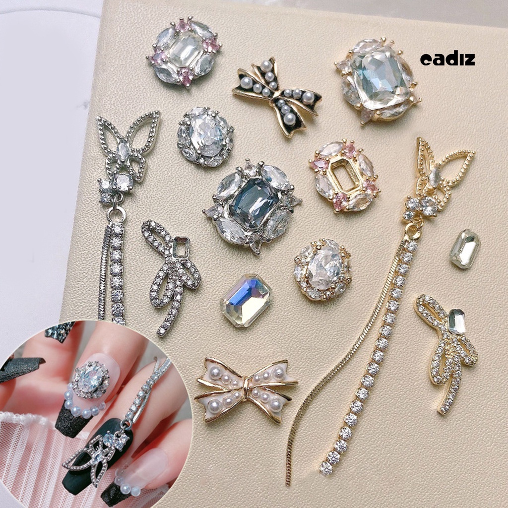 Phụ Kiện Tua Rua Hình Bướm 3D Nhiều Hình Dạng Đính Đá Zircon Sang Trọng Trang Trí Móng Tay