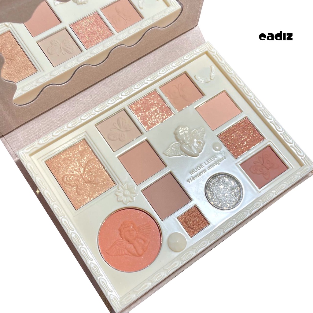 Bảng Phấn Mắt CADI 12 Màu Lấp Lánh Lâu Trôi Không Phai Màu Kèm Gương Cho Học Sinh