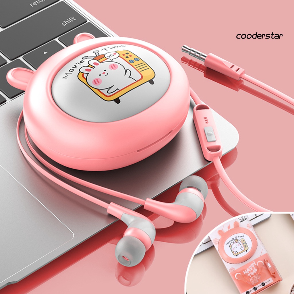 Tai Nghe Nhét Tai Có Dây 3.5mm Kiểu Dáng Thể Thao Kèm Hộp Đựng Họa Tiết Hoạt Hình Cho Bé