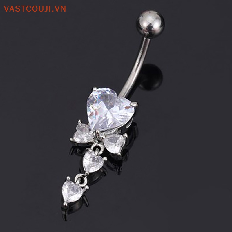 Khuyên Rốn Đính Đá Zircon Hình Trái Tim Thời Trang Cho Nữ