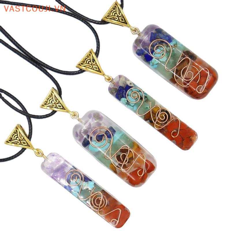 Mặt Vòng cổ Đá Pha Lê Năng Lượng Tự Nhiên 7 Luân Xa Chakra