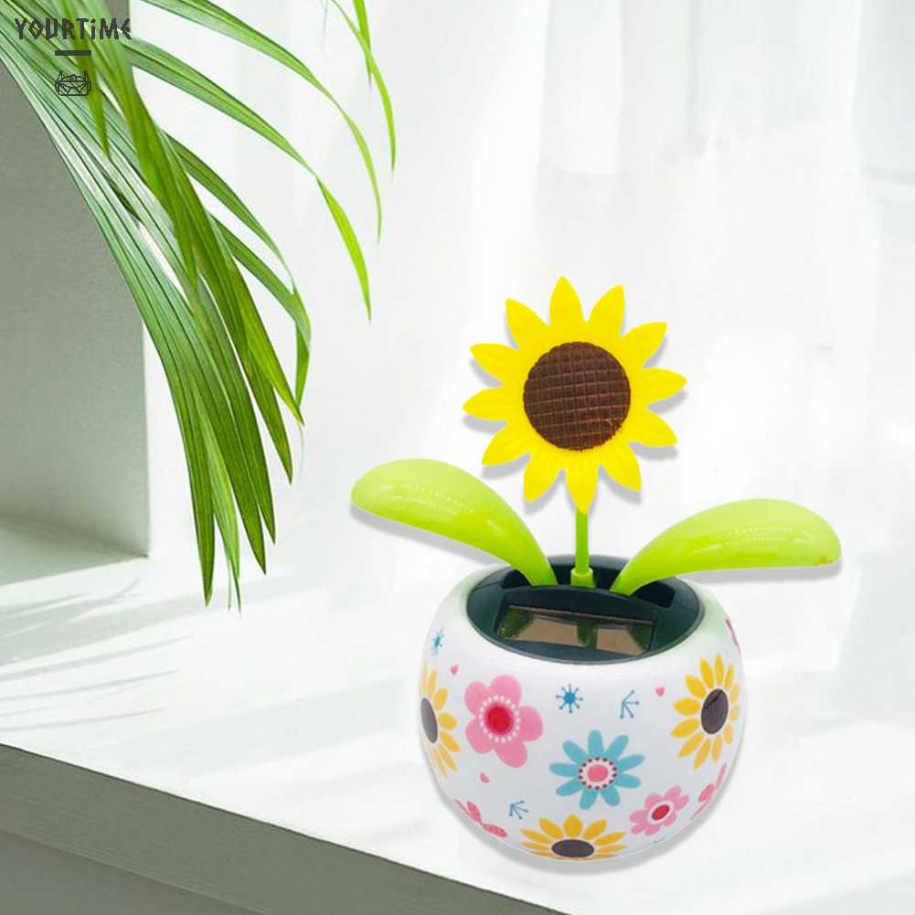 Chậu Hoa Hướng Dương Nắp Lật Trang Trí Xe Hơi Sử Dụng Năng Lượng Mặt Trời