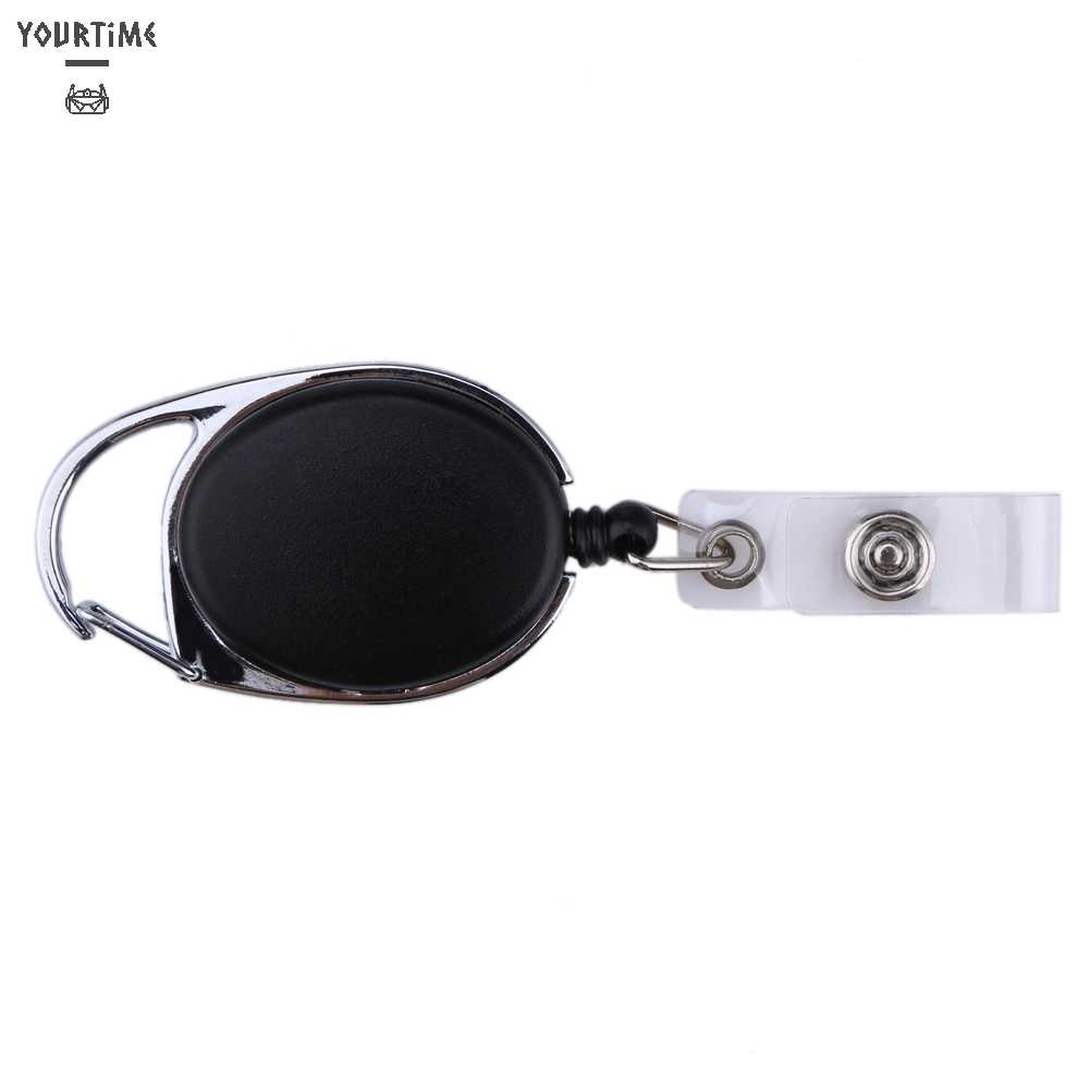 2 Móc Khóa Gắn Thẻ Tên ID Màu Đen Có Thể Thu Gọn