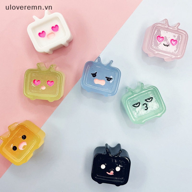 Set 5 TV Phát Sáng Kawaii Với Nhựa Resin Hình Biểu Tượng Cảm Xúc