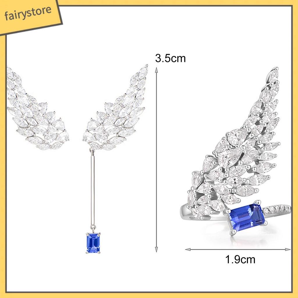 Bông Tai Hình Đôi Cánh Bất Đối Xứng Màu Sáng Tinh Tế Thời Trang Dự Tiệc