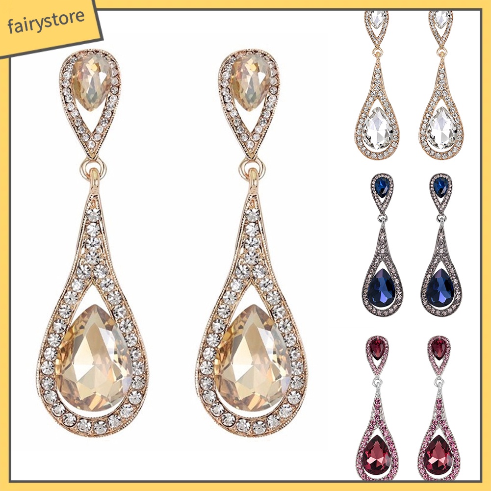 Bông Tai Hình Giọt Nước Đính Đá Giả Thời Trang Dành Cho Nữ