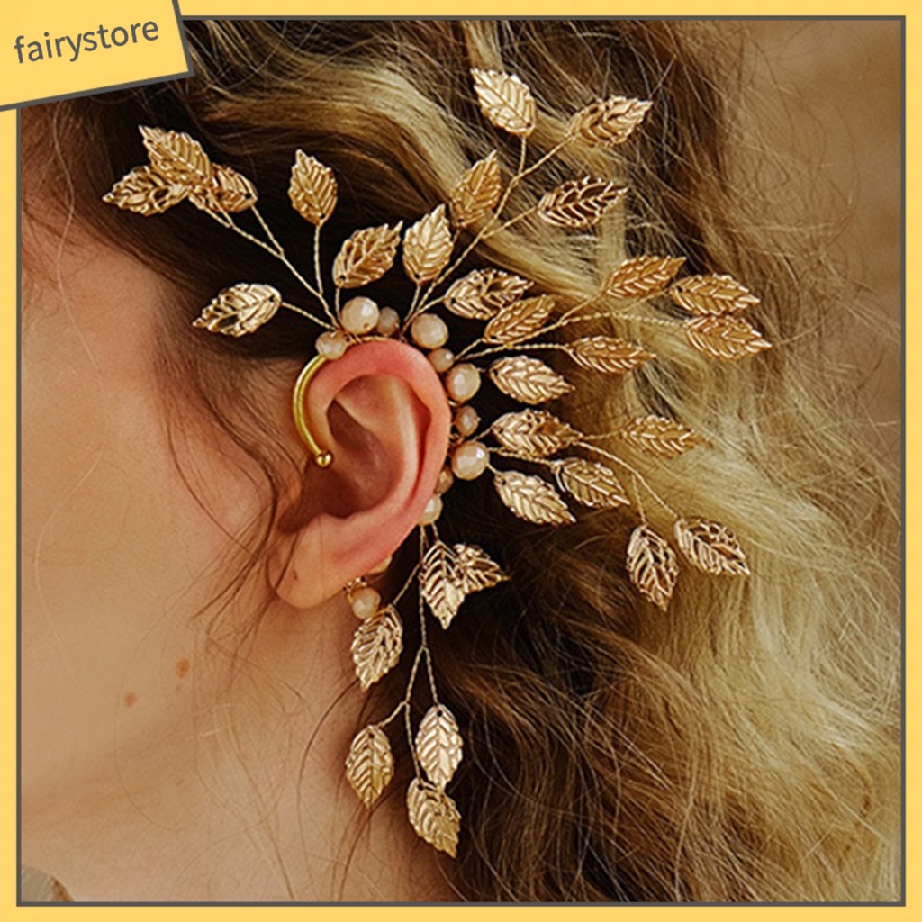 [FRO] 1 Khuyên Tai Dạng Kẹp Bằng Kim Loại Không Cần Xỏ Lỗ Hình Chiếc Lá Phong Cách Vintage Tinh Tế Cho Nữ