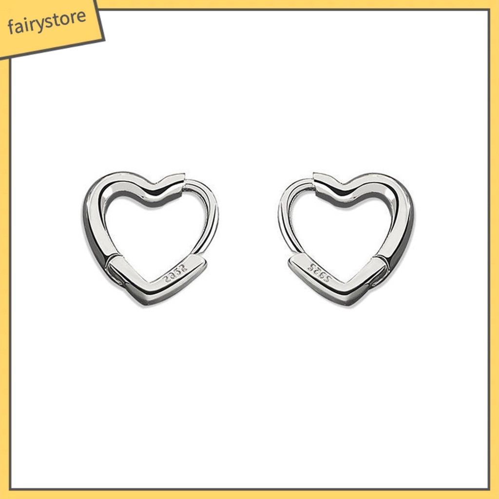 [FRO] Bông Tai Xỏ Lỗ Nhỏ Đơn Giản Màu Bạc Trang Trí Hình Trái Tim Trang Trí Tiệc Tùng