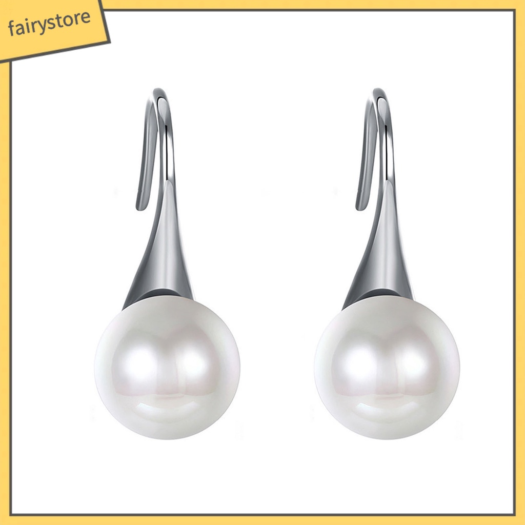 1 Đôi Bông Tai Bạc 925 Đính Ngọc Trai Giả Kiểu Dáng Đơn Giản Dành Cho Nữ