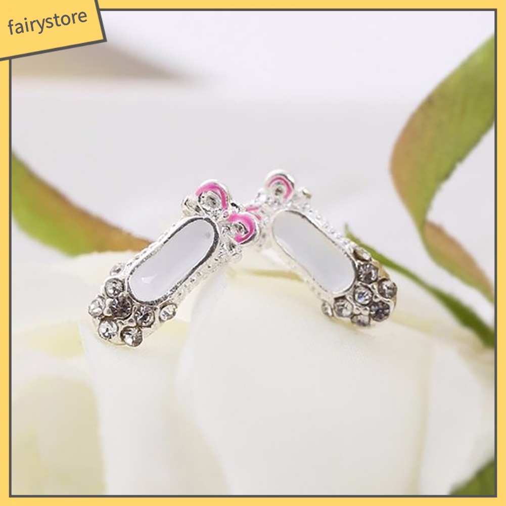 Bông Tai Hình Chiếc Giày Múa Ba Lê Đính Đá Lấp Lánh Dành Cho Nữ