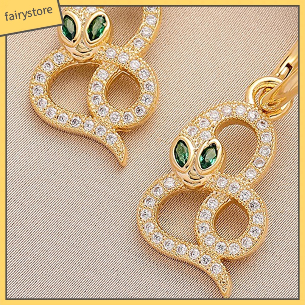 [FRO] 1 Đôi Bông Tai Hình Rắn Đính Đá Lấp Lánh Trang Sức Dự Tiệc