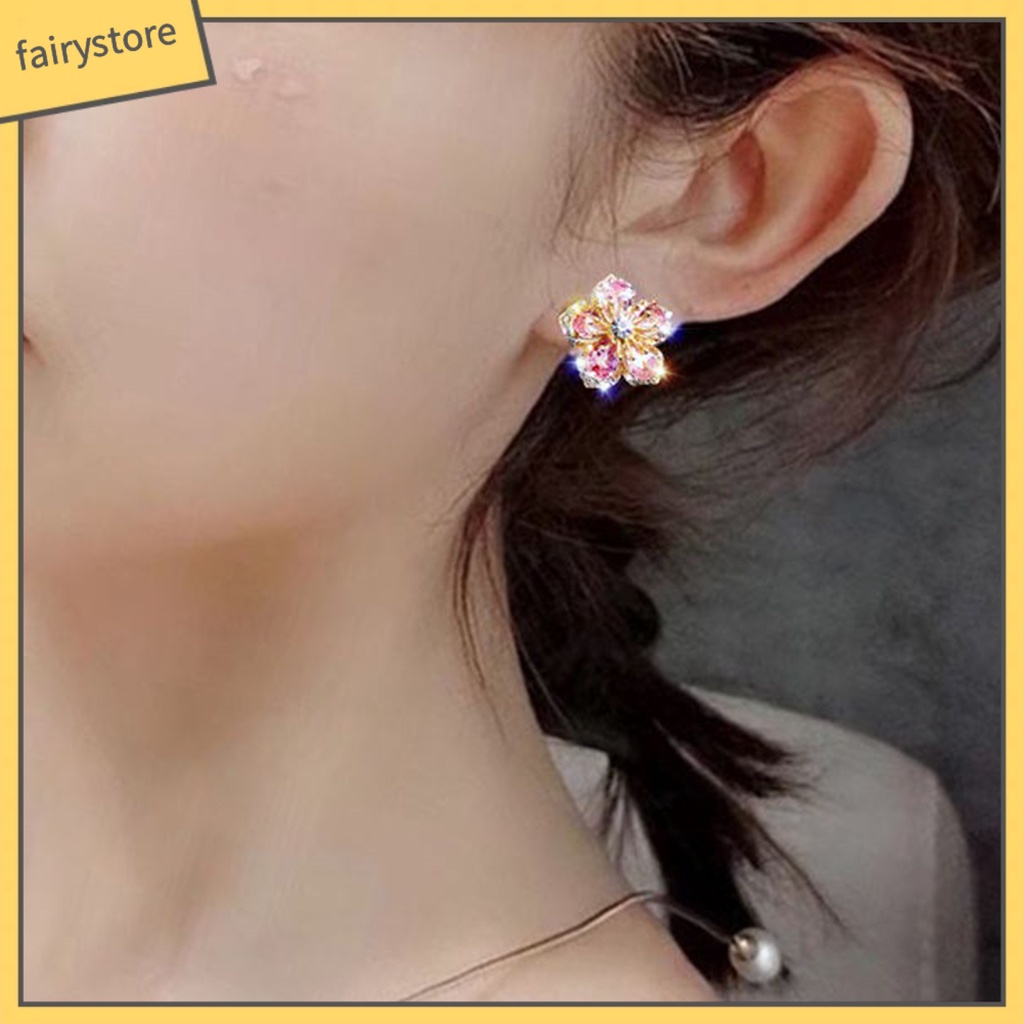 1 Đôi Bông Tai Hình Hoa Bằng Hợp Kim Lâu Trôi Quyến Rũ Dành Cho Nữ