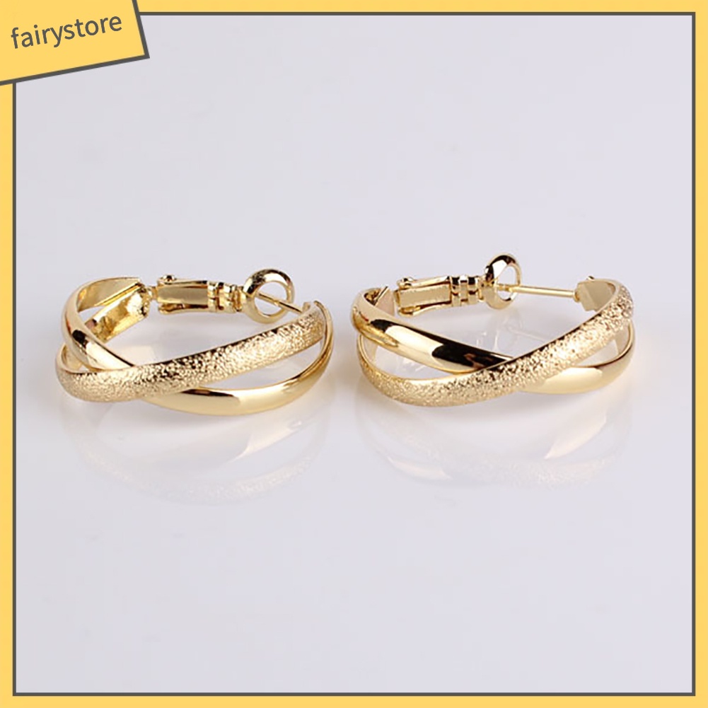 Khuyên Tai Tròn 2 Lớp Mạ Vàng Thời Trang Dành Cho Nữ