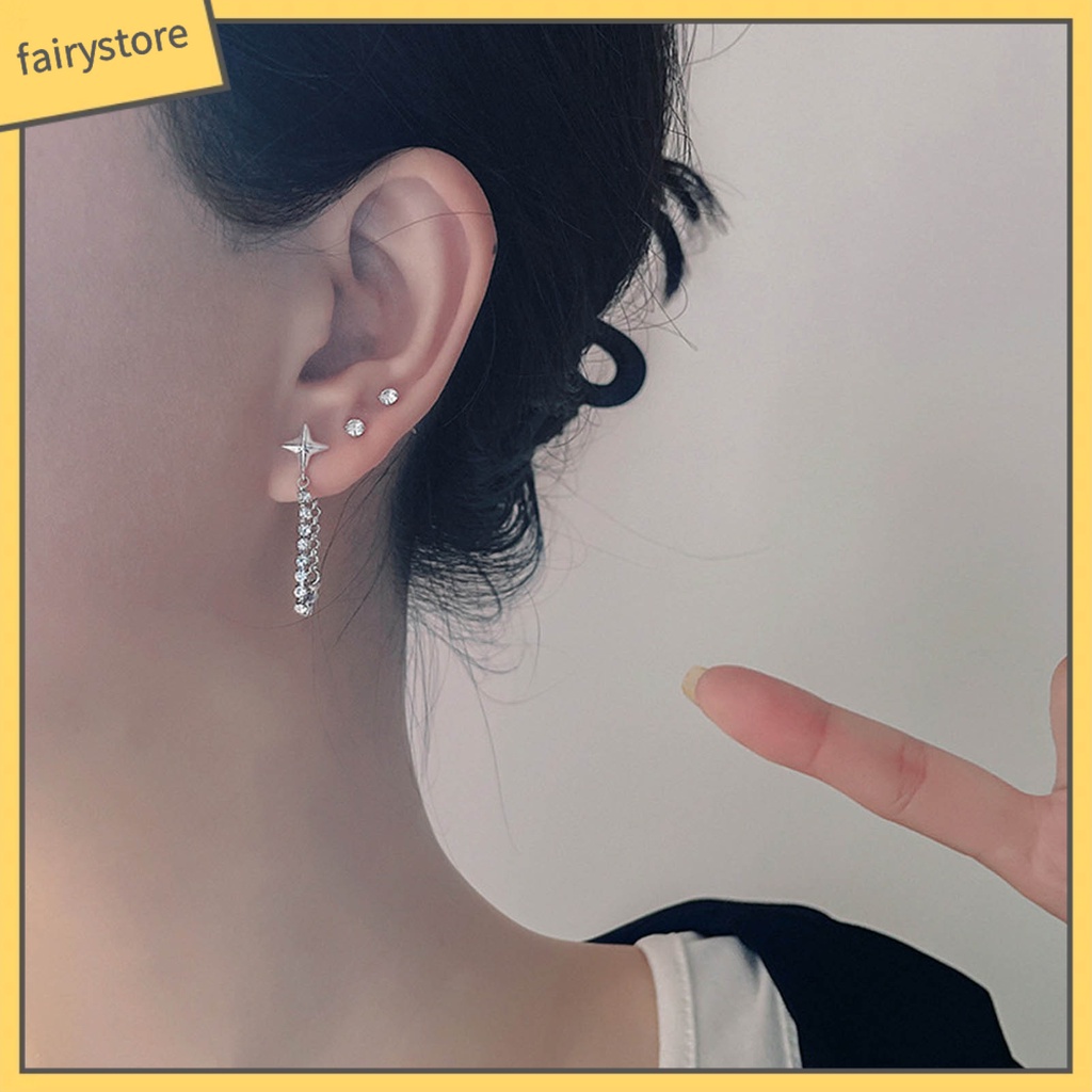 1 Đôi Bông Tai Hình Ngôi Sao Đính Đá Lấp Lánh Thời Trang Dành Cho Nữ