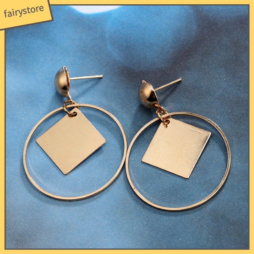 Bông Tai Hình Tròn / Vuông Thời Trang Dự Tiệc Cho Nữ