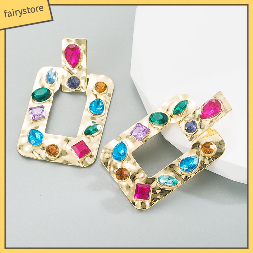 1 Đôi Bông Tai Đính Đá Sang Trọng Phong Cách Vintage