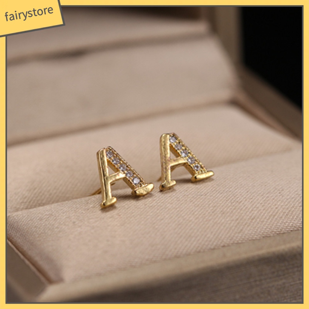 Bông Tai Chữ Cái Đính Đá Thời Trang Dành Cho Nữ