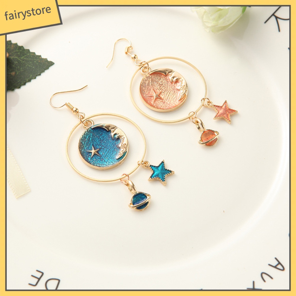 Bông Tai Hình Tròn / Ngôi Sao / Mặt Trăng Thời Trang Cho Nữ