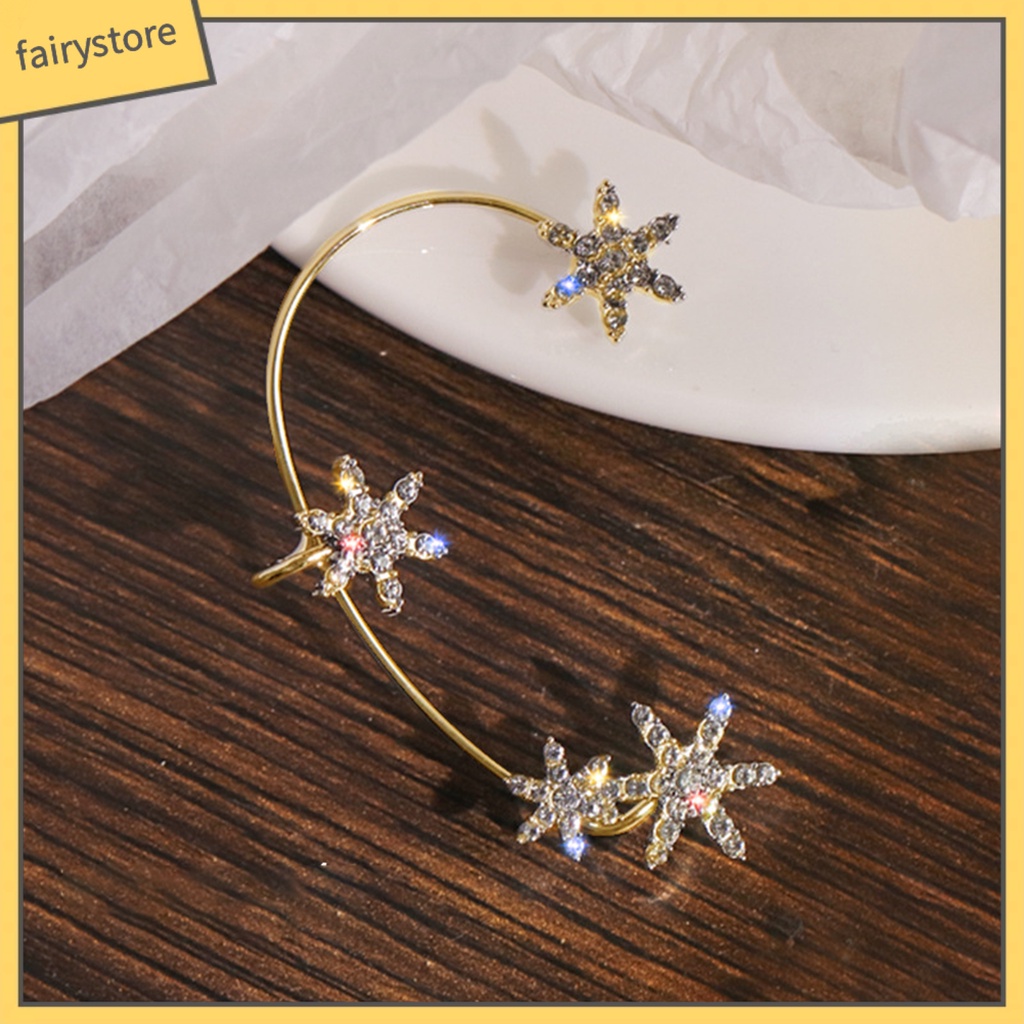 1 Khuyên Tai Hợp Kim Hình Bông Tuyết Đính Đá Chống Gỉ