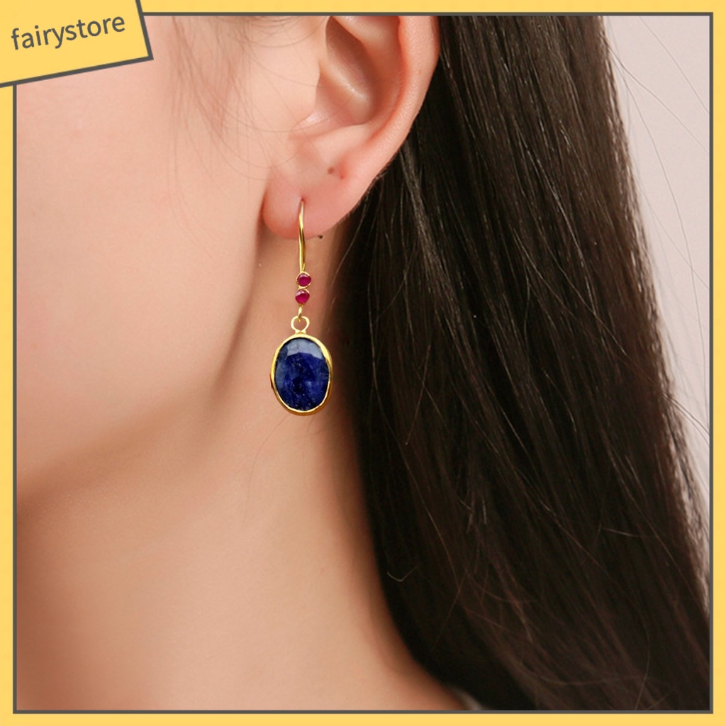 1 Đôi Bông Tai Hình Oval Đính Đá Phong Cách Bohemian Cổ Điển Dành Cho Nữ