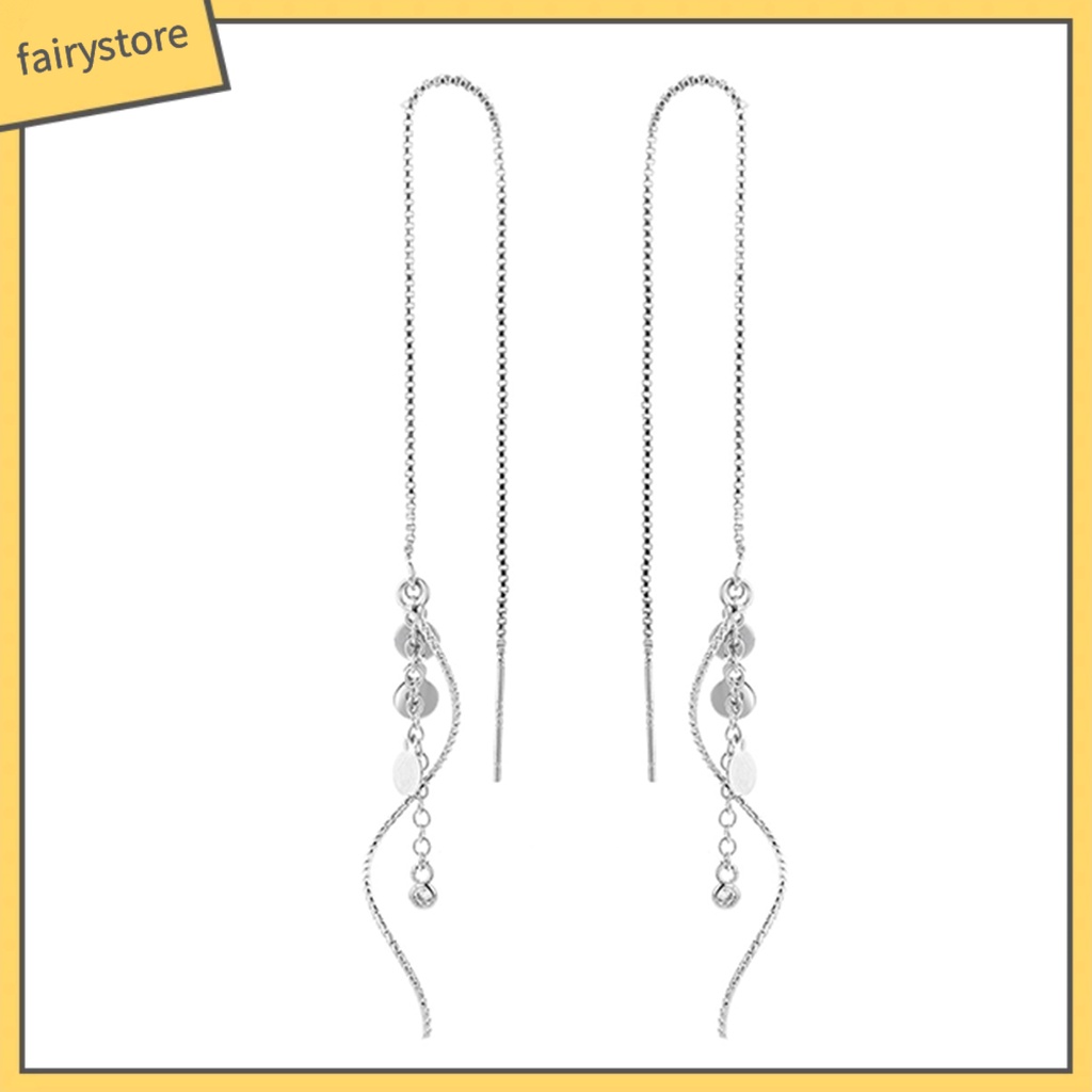 1 Đôi Bông Tai Tua Rua Dài Mỏng Họa Tiết Hình Học Thời Trang