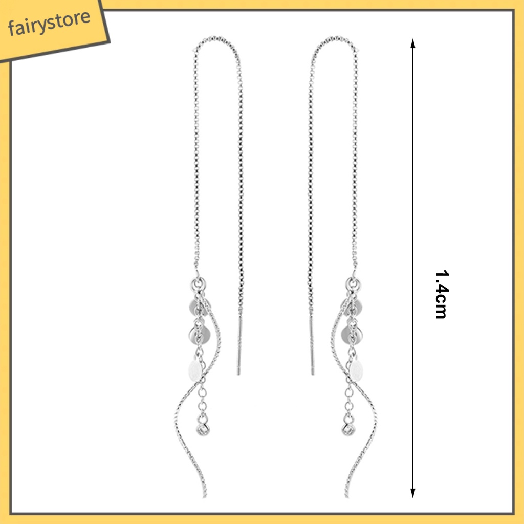 1 Đôi Bông Tai Tua Rua Dài Mỏng Họa Tiết Hình Học Thời Trang