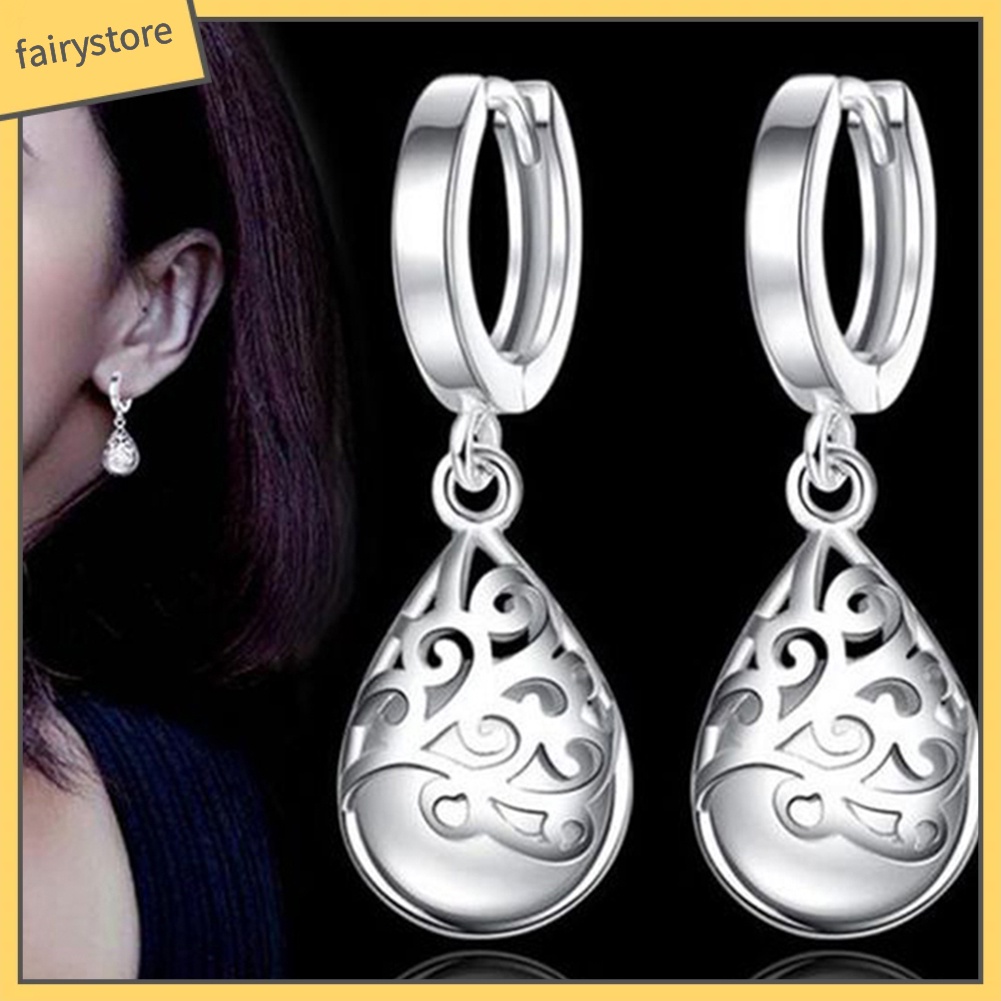 Bông Tai Hình Giọt Nước Đính Đá Opal Giả Thanh Lịch Dành Cho Nữ