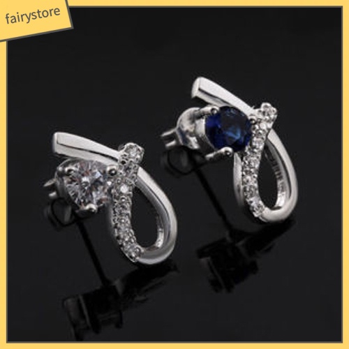Khuyên Tai Mạ Bạc Đính Đá Zircon Thanh Lịch Cho Nữ