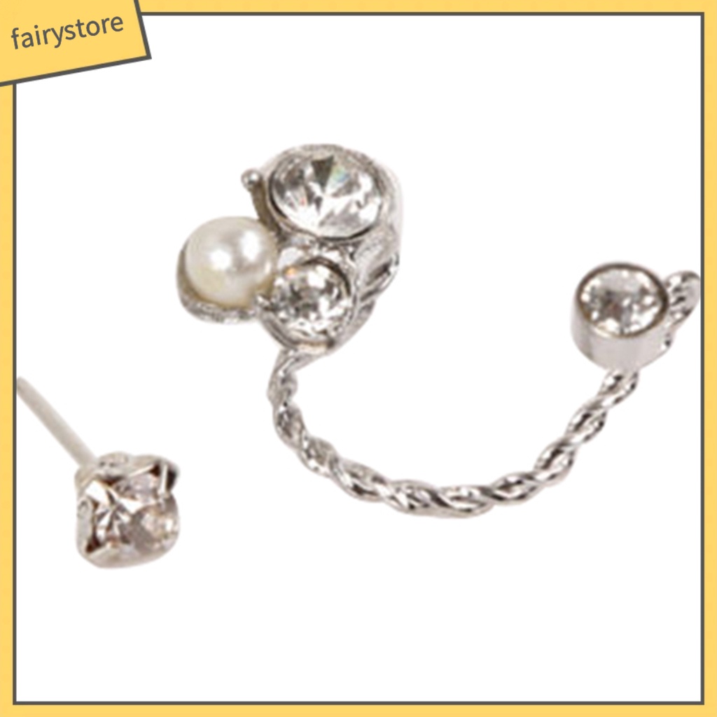 1 Bộ Bông Tai Hợp Kim Đính Đá &amp; Ngọc Trai Nhân Tạo Cho Nữ