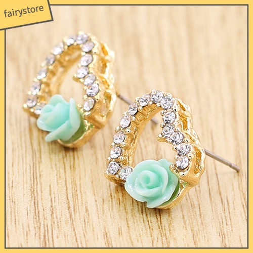 Bông Tai Hình Trái Tim Đính Đá &amp; Ngọc Trai Giả Cho Nữ