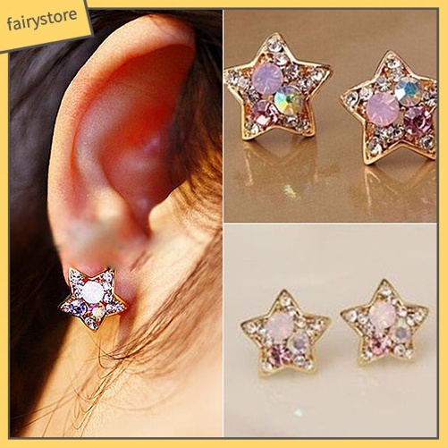 Đôi Bông Tai Hình Ngôi Sao Đính Đá Thời Trang Cho Nữ