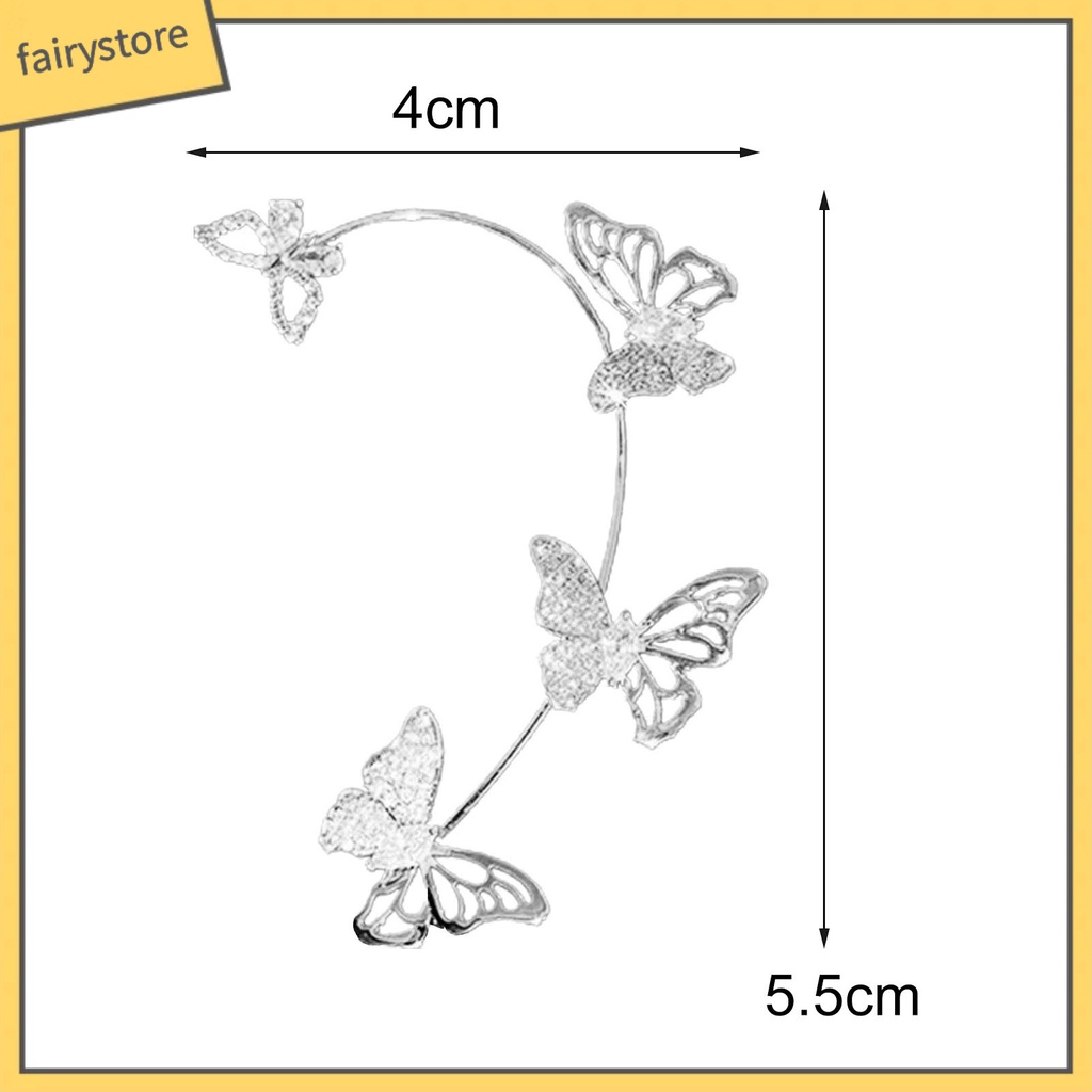 1 Khuyên Kẹp Vành Tai Hình Bướm Rỗng Không Cần Xỏ Lỗ Phong Cách Hàn Quốc Tinh Tế Dành Cho Tiệc Cưới