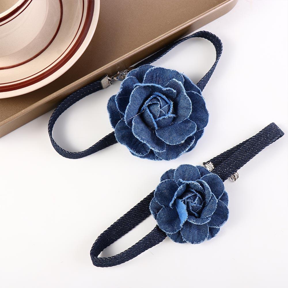 AROMA Vòng Cổ Choker Mặt Hoa Hồng Xanh Dương Thiết Kế Ngọt Ngào Hợp Thời Trang Cho Nữ