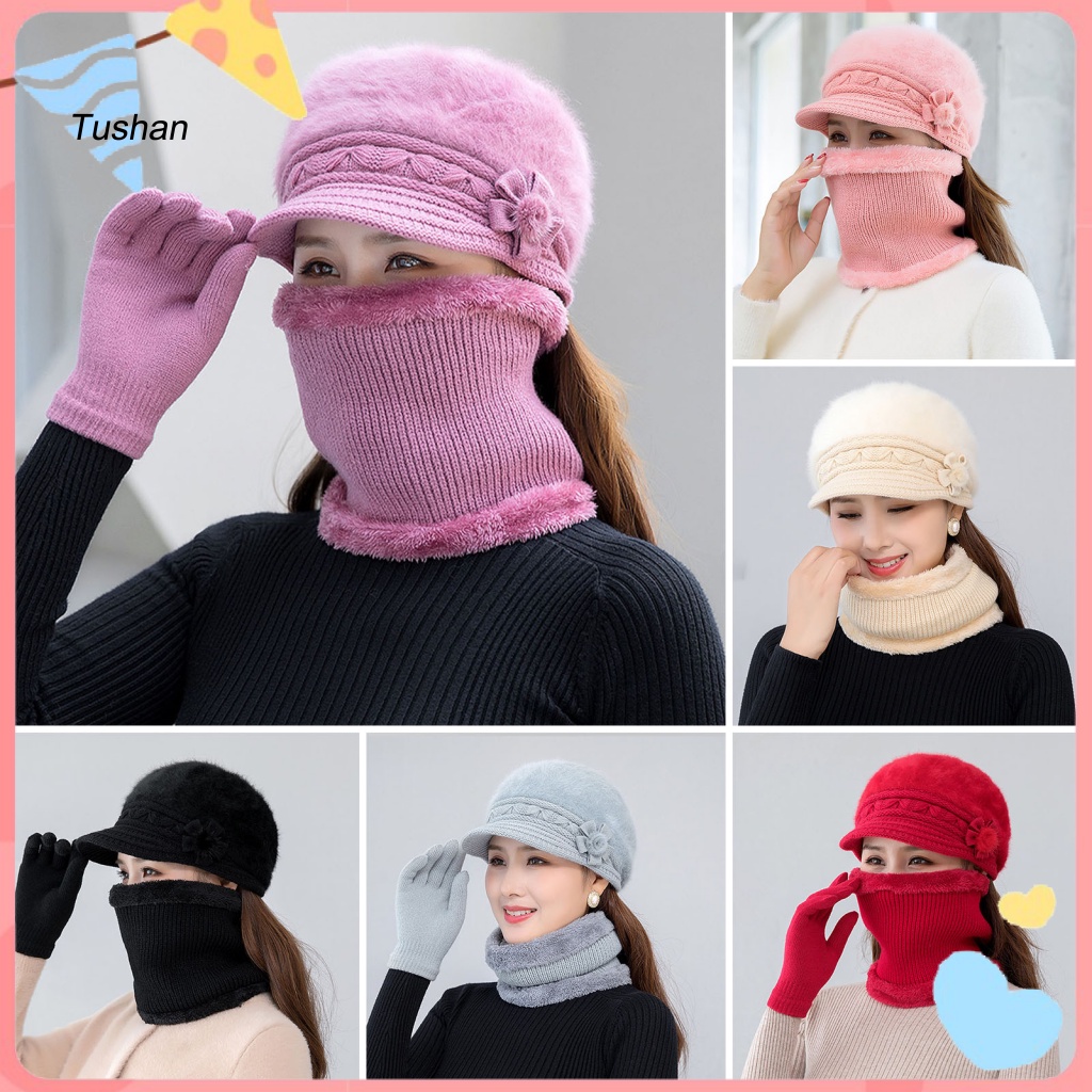 1 Bộ Găng Tay Và Mũ Len Chống Gió Thời Trang Mùa Đông