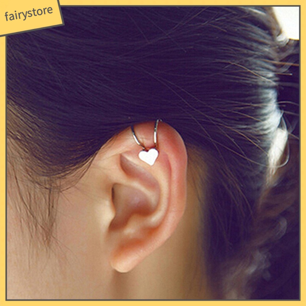[FRO] Khuyên Kẹp Vành Tai Không Xỏ Đính Ngọc Trai Giả Hình Trái Tim Mặt Trăng Tinh Tế Cho Nữ