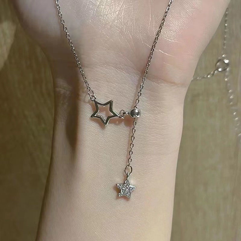 Vòng cổ Hợp Kim Mặt Hình Ngôi Sao Đính Đá Phong Cách Hàn Quốc Cho Nữ
